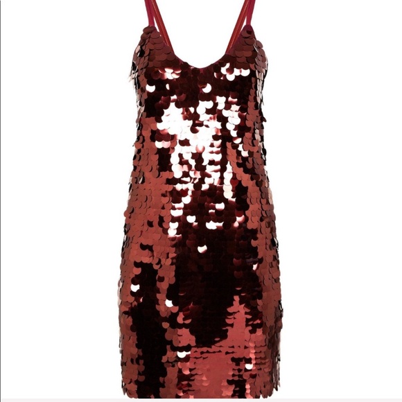 NWT New Look Burgundy Sequin Slip Dress Size 4 - Picture 4 of 8